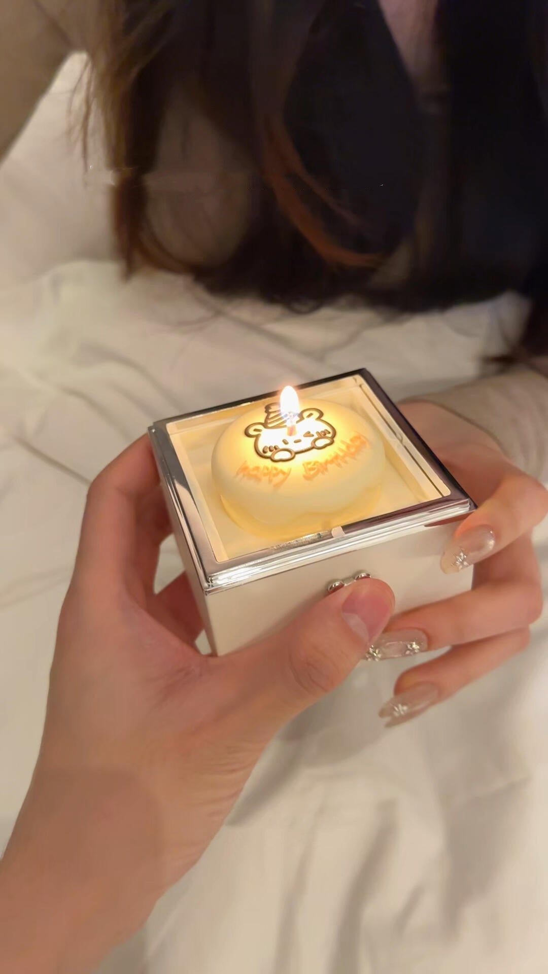 Valentine's Day Girlfriend Bear Cake Flip Ring Box