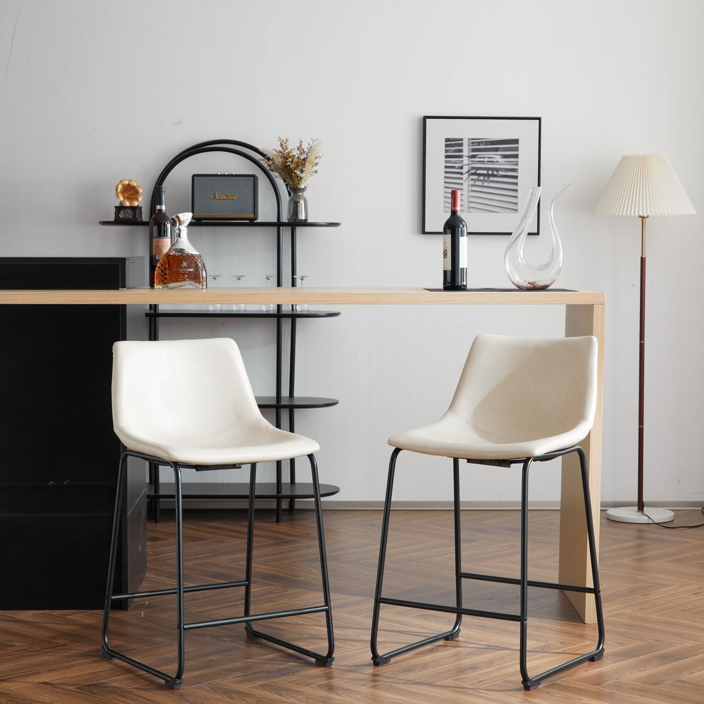 Vintage Style Armless Industrial Counter Stool Set of 2