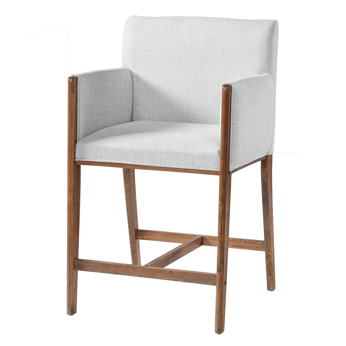 24'' Seat Height Upholstered Counter Stools with Arms for Kitchen Island/Dining Room, Set of 2