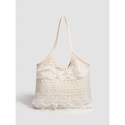 Summer woven bag casual vacation large capacity shoulder bag lace mesh shoulder bag beach bag summer purse hobo