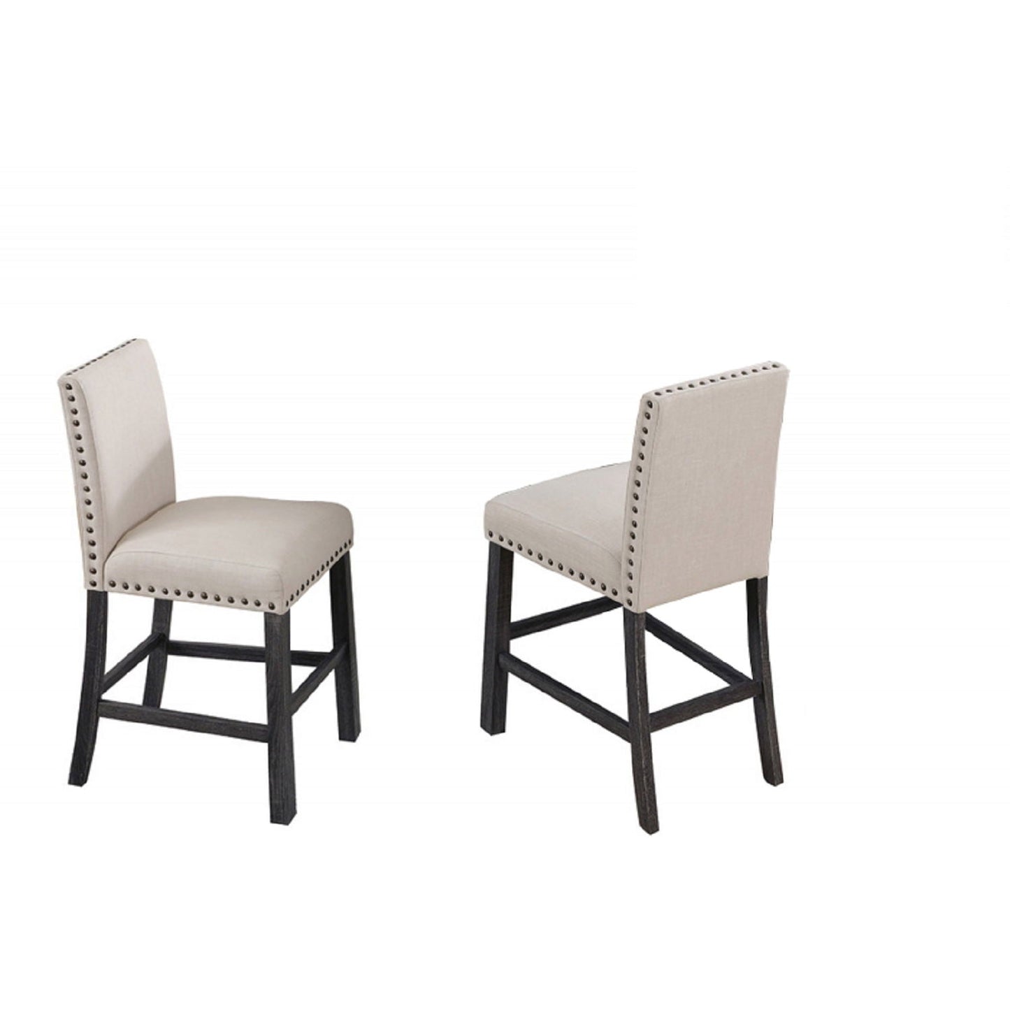 Upholstered Counter Dining Chair, Nailhead Trim (Set of 2) - Natural