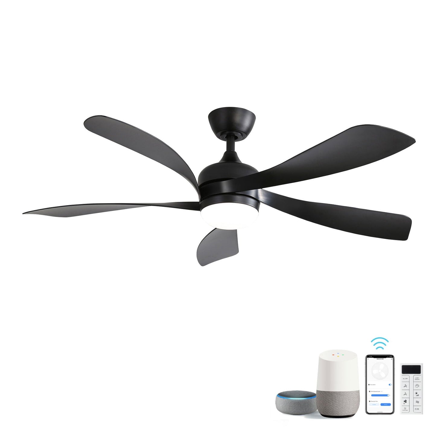 Ceiling Fan with DC Motor and Integrated Light