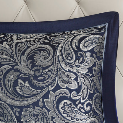 12 Piece Comforter Set with Cotton Bed Sheets Navy King