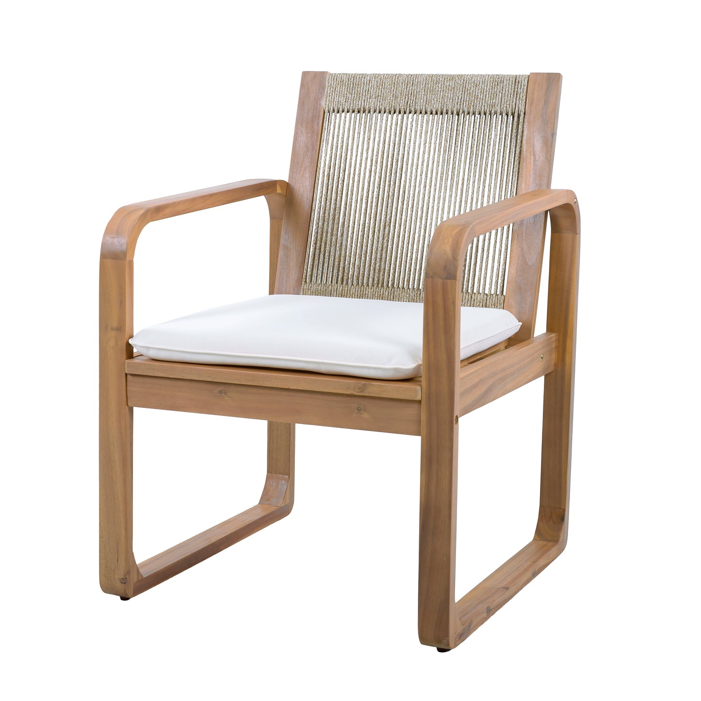 2-Piece Outdoor Dining Chairs Set: Acacia Wood with Rope Back