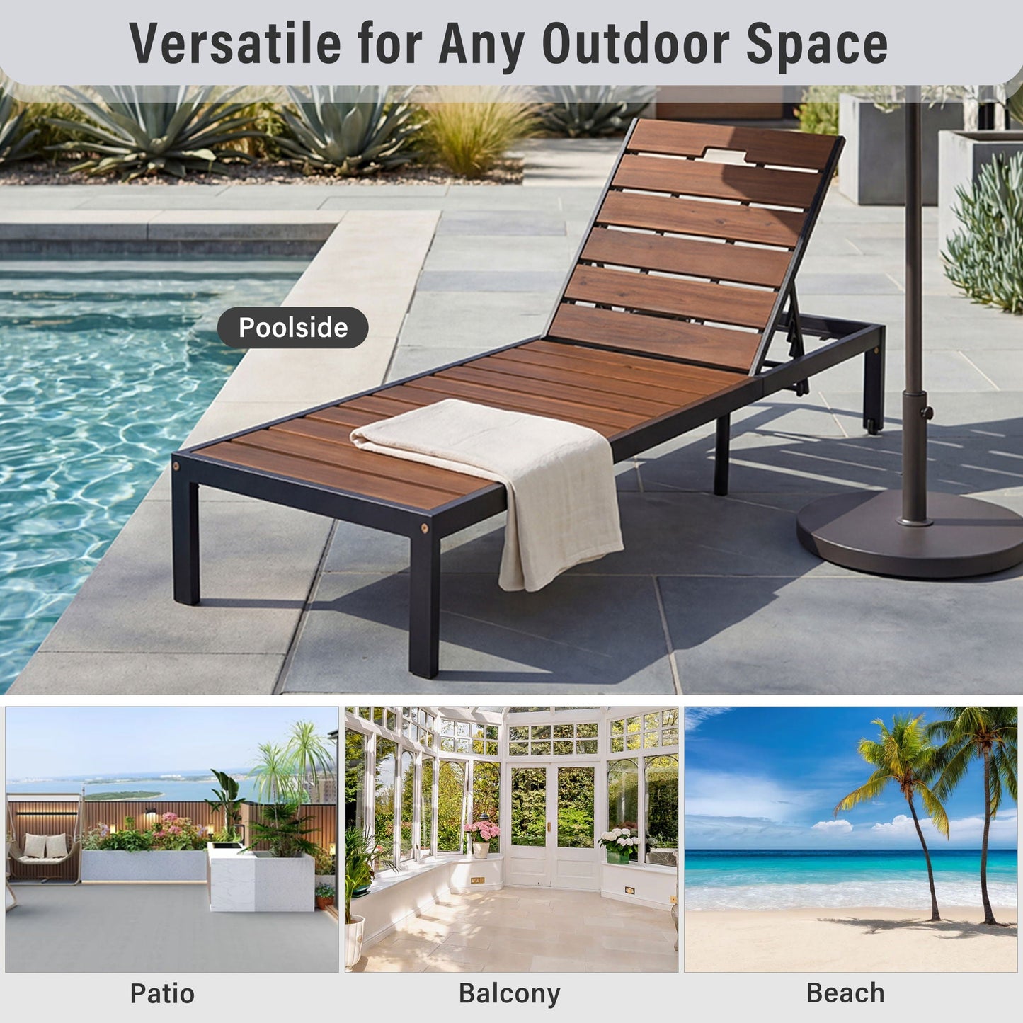 Outdoor Chaise With Adjustable Backrest