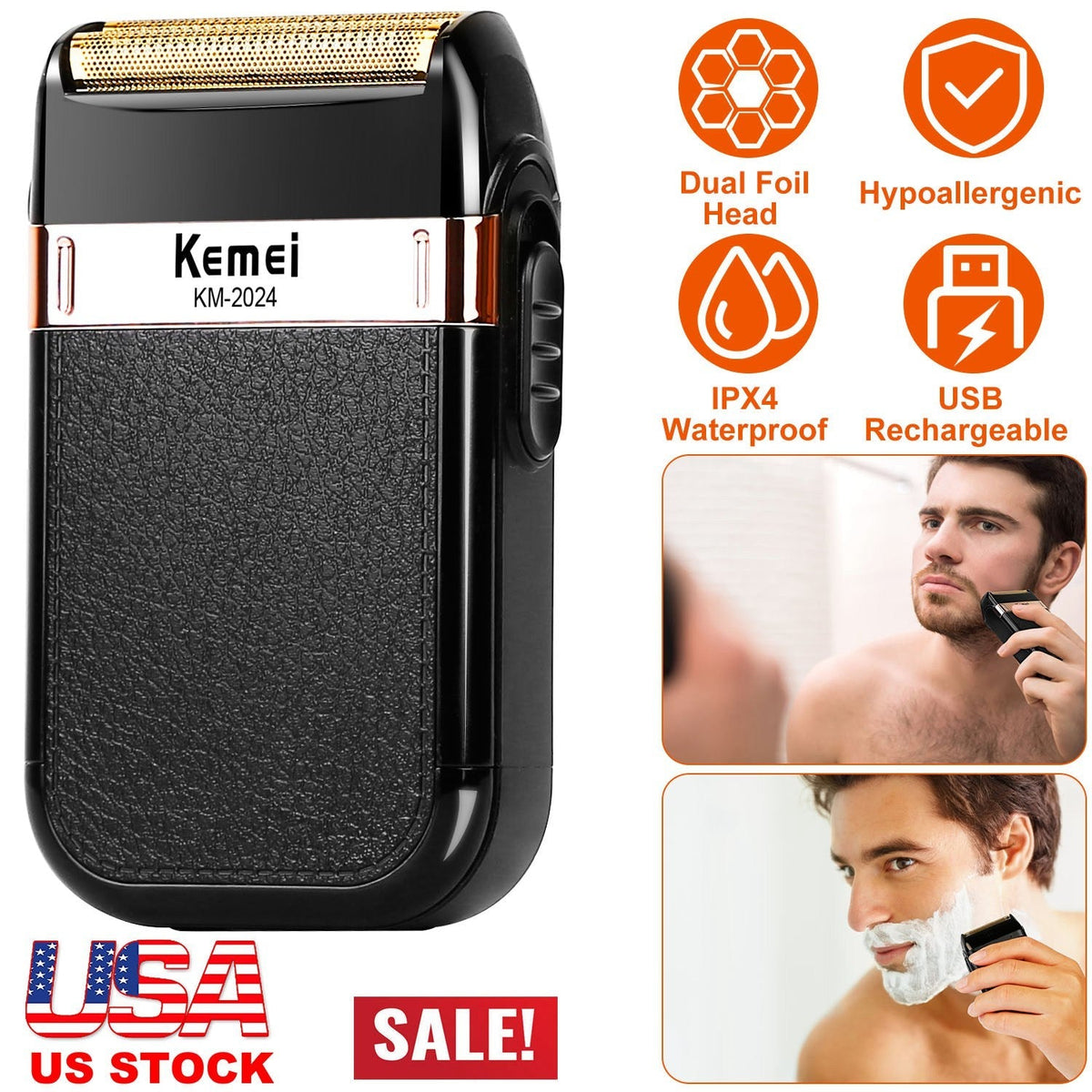 Men Electric Razor Shaver Rechargeable Cordless Beard Trimmer Dry Wet Grooming Kit Hair Clipper
