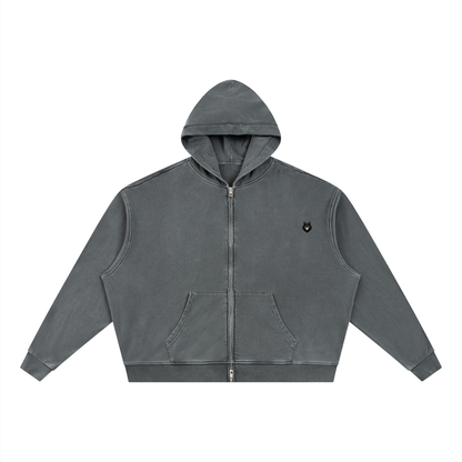 Loki & Ivy Unisex Vintage Wash Full Zip Boxy Hoodie