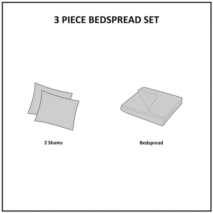 3 Piece Reversible Bedspread Set Khaki King/Cal King