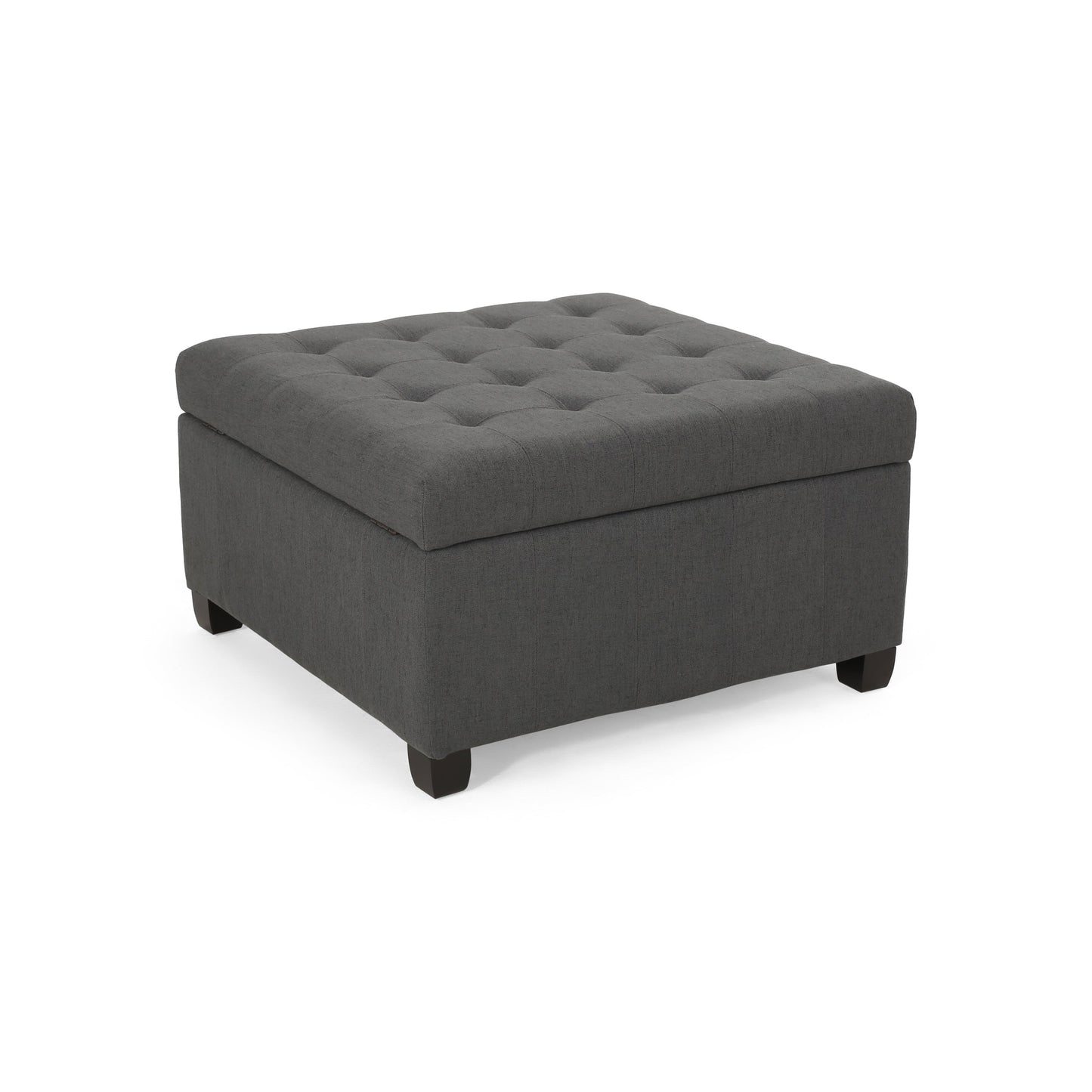 Upholstered Tufted Fabric Storage Ottoman