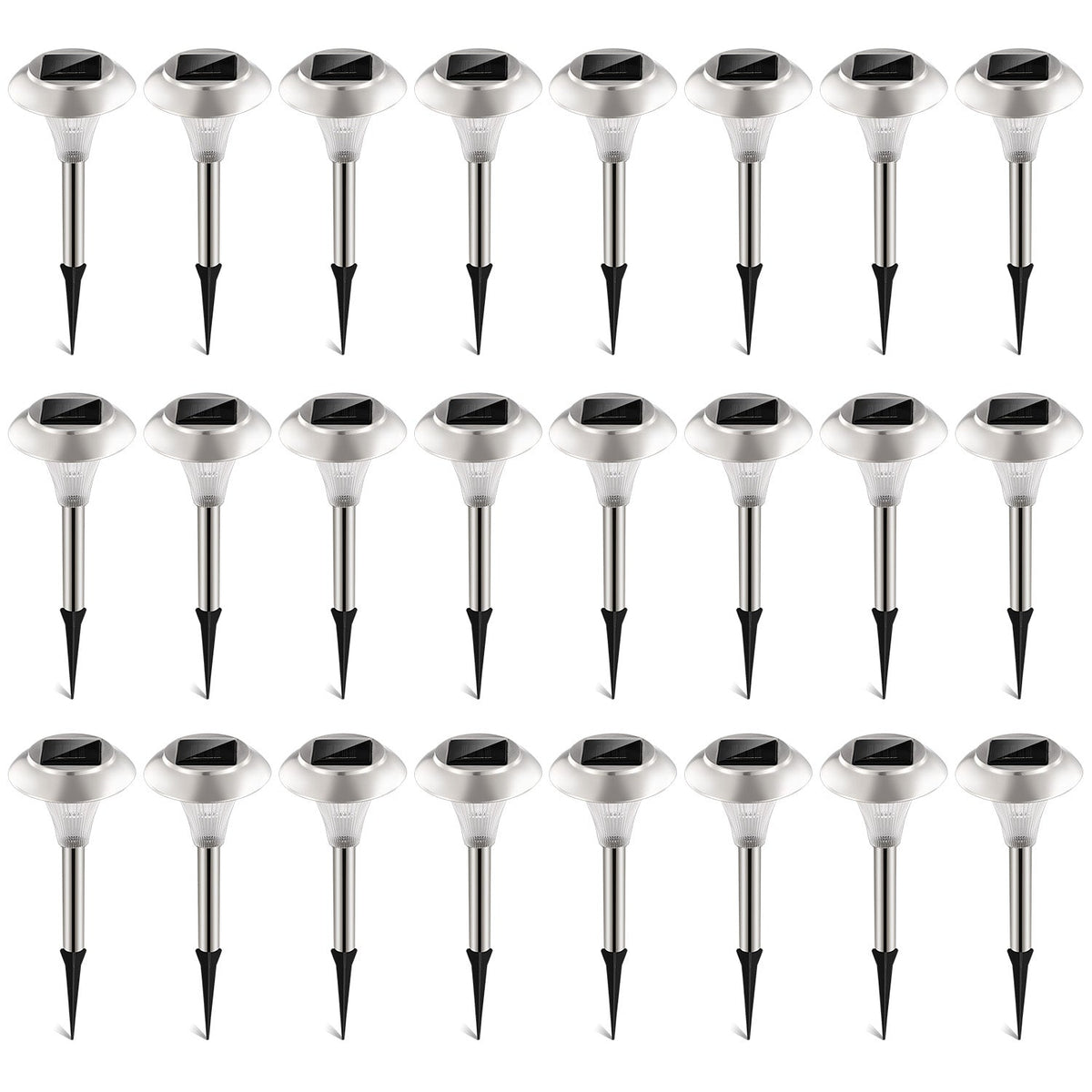 24Packs Solar Garden Lights Outdoor IP44 Waterproof Solar Pathway Lights Color Changing Landscape Lamps 10Hrs Lawn Lighting for Yard Driveway Walkway