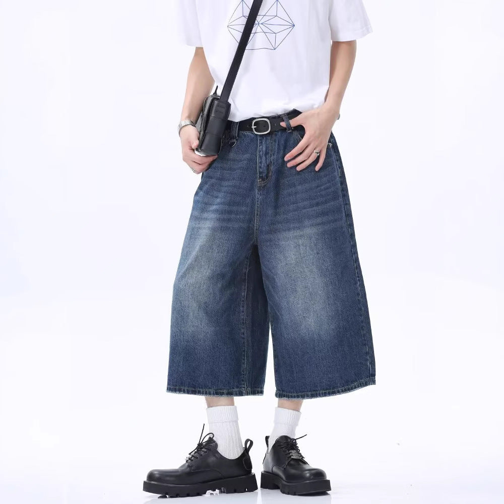 Summer Mens Capri Pants Trendy Denim ShortsAmerican Style
