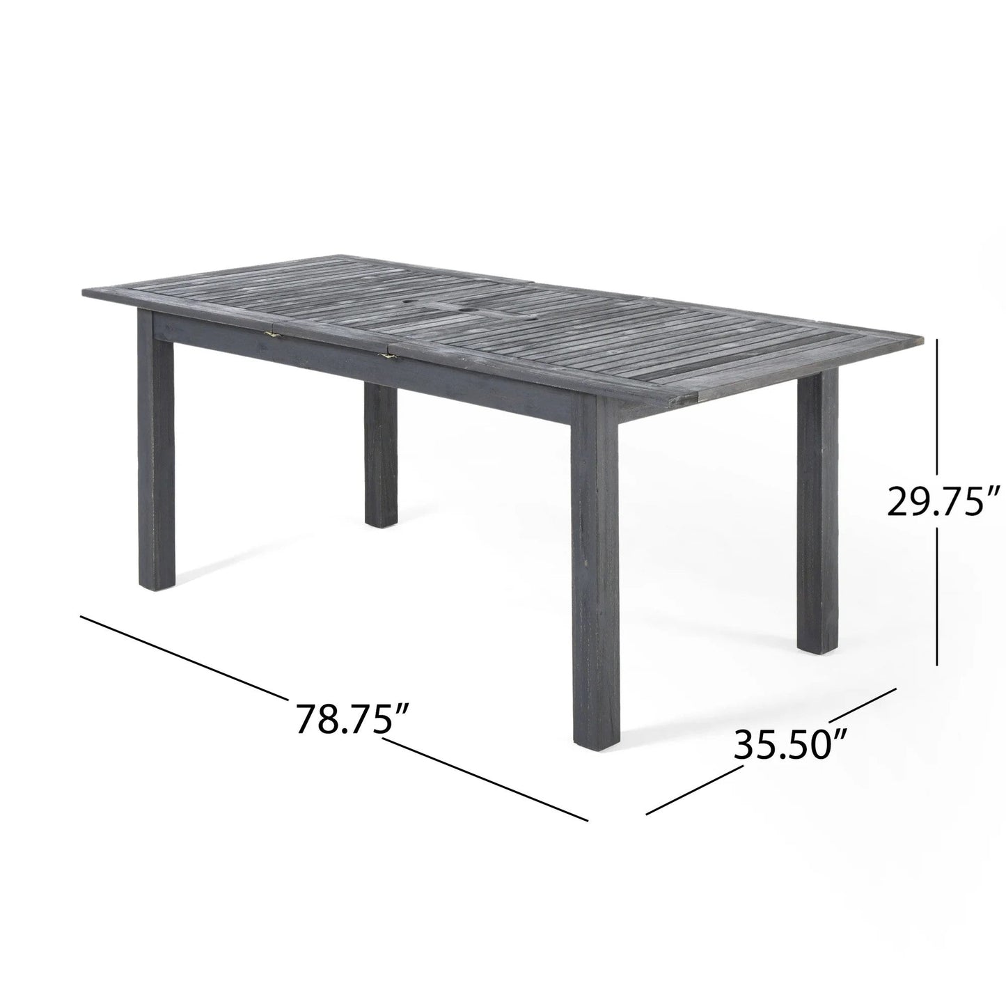 Outdoor Acacia Wood 7 Piece Expandable Dining Set, Sandblasted