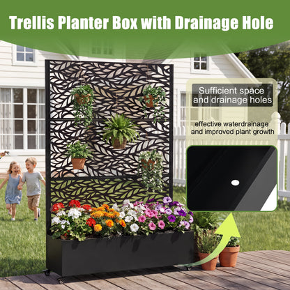 Metal Raised Garden Bed with Wheels and Trellis