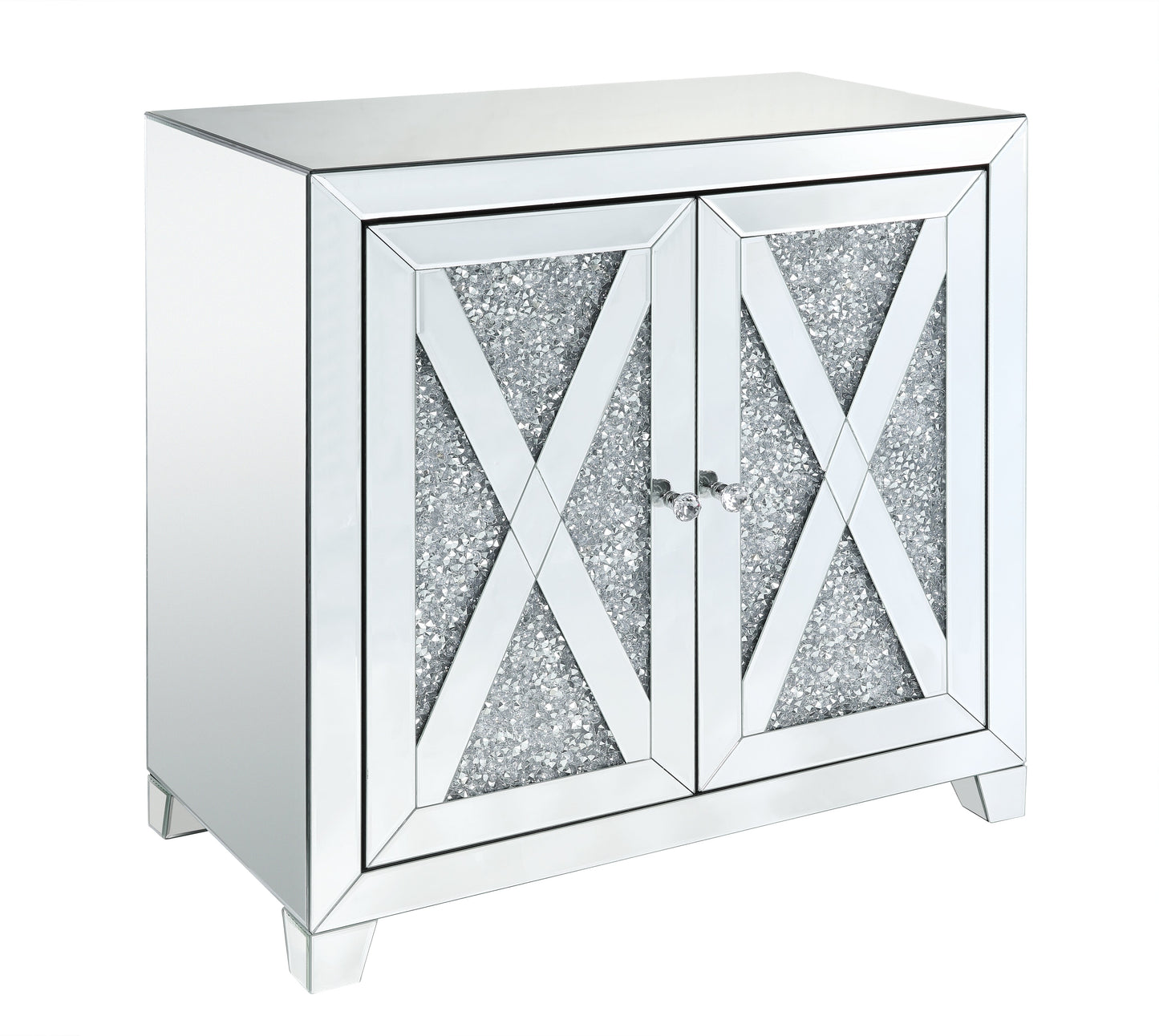 Noralie Mirrored & Faux Diamonds Console Cabinet