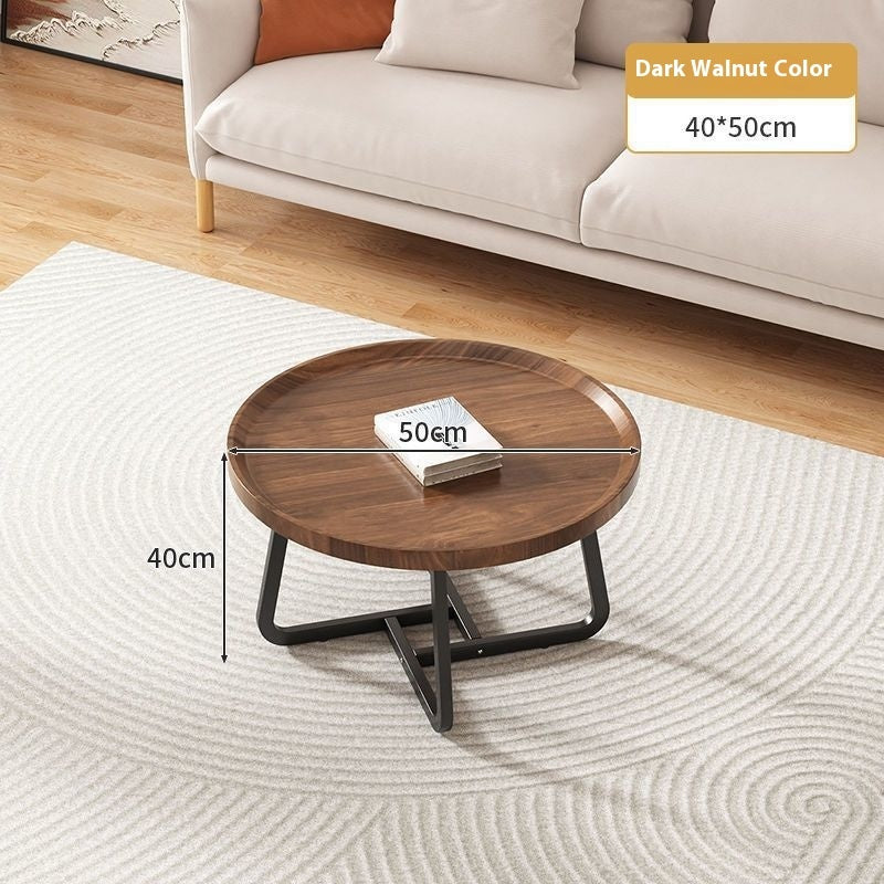 Light Luxury Tea Table Internet Celebrity Solid Wood Tea Table Modern Minimalist Living Room Home Small Apartment Round Combination Tea Table