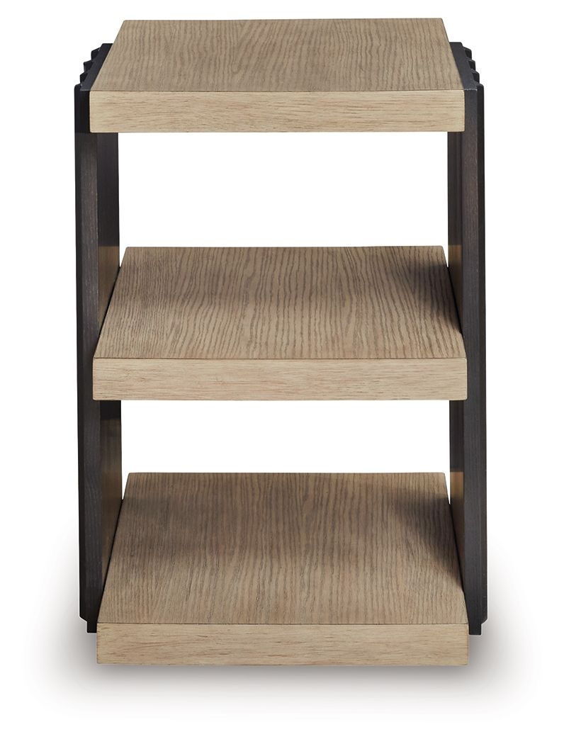 Rylandyn - Rectangular End Table - Black / Light Brown