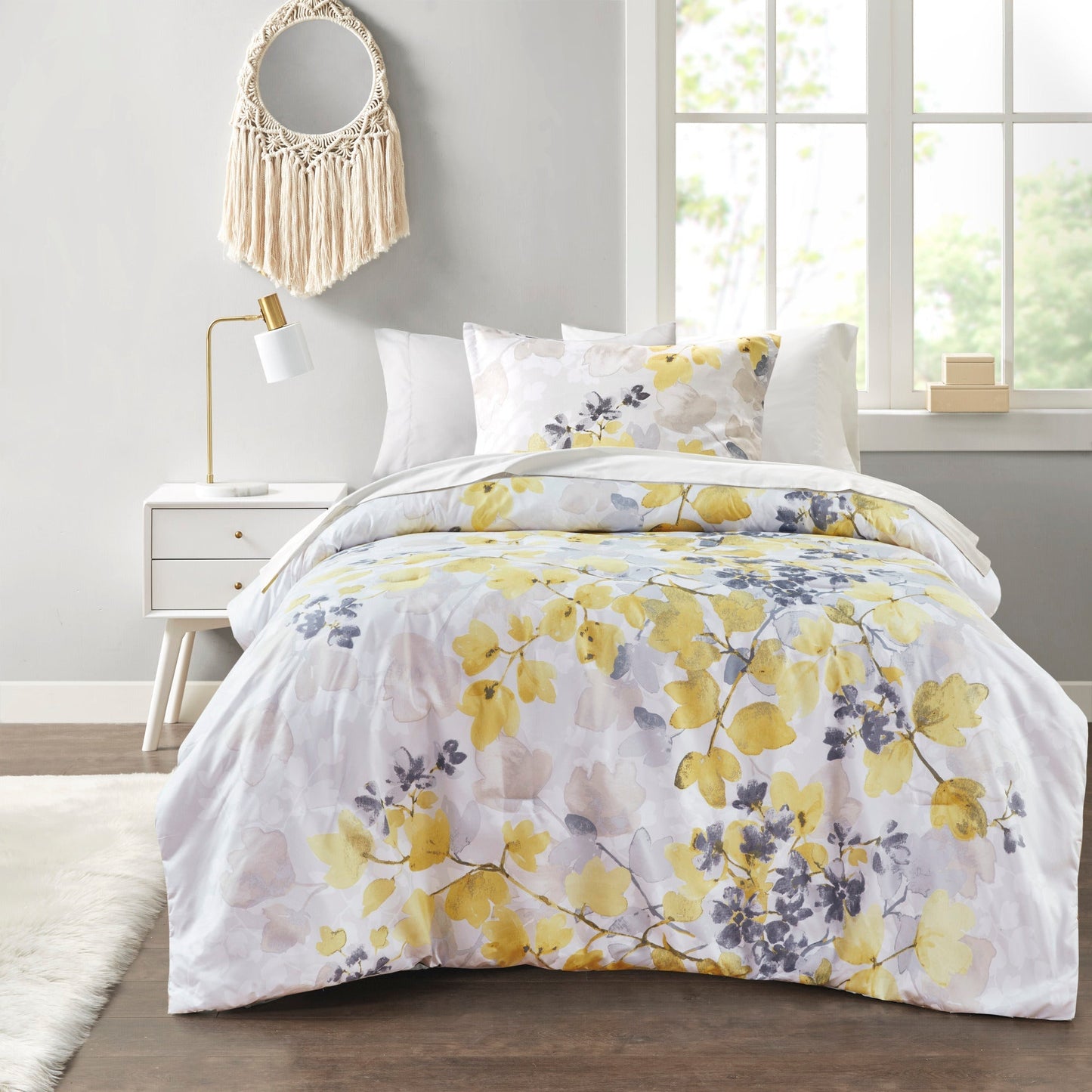 Comforter Set with Bed Sheets Yellow Full