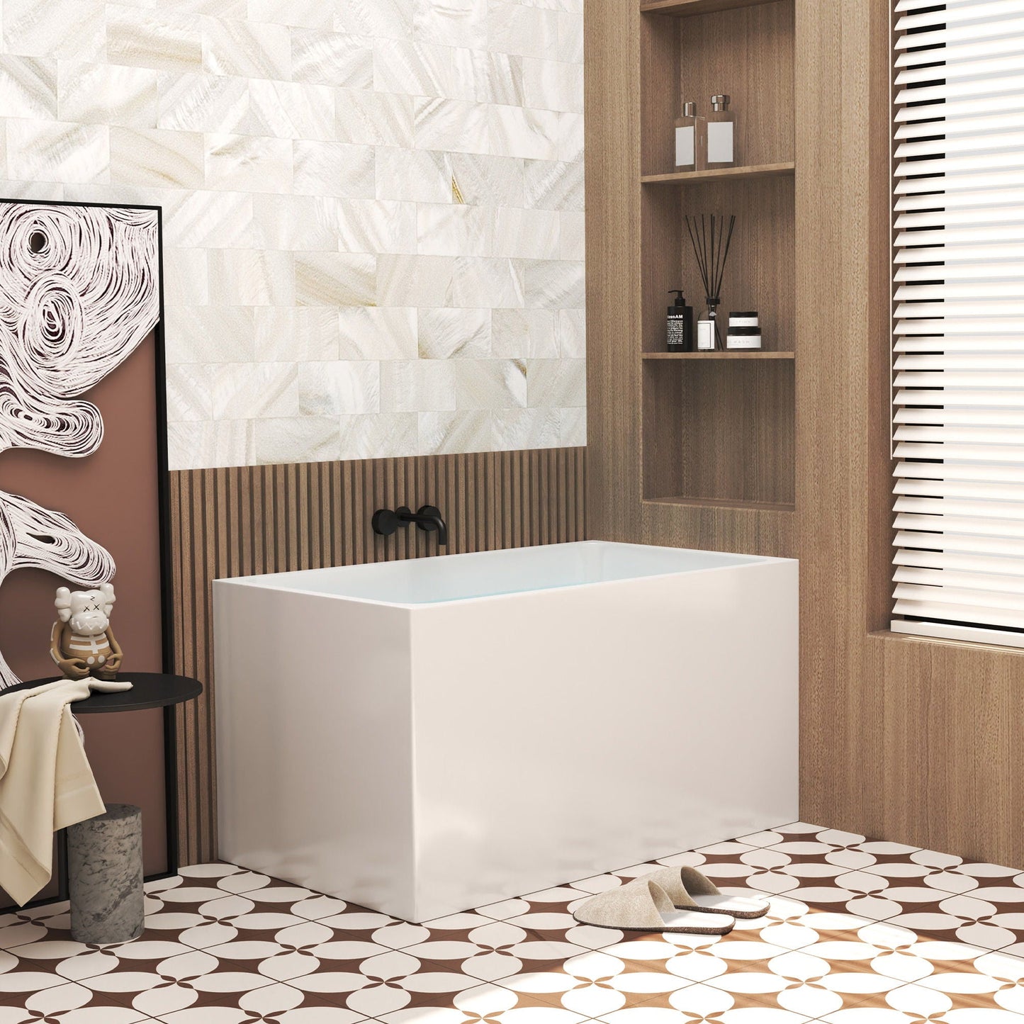 Freestanding Bathtub With Drain, Rectangular Shape