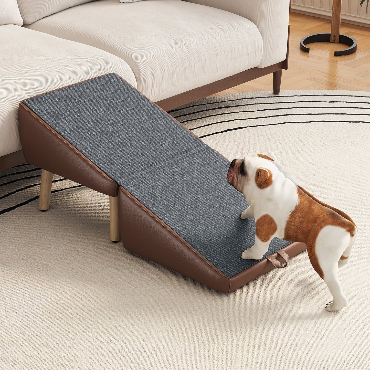 (UPGRADED) Dog Stairs for Small Dogs and Cats - Foldable Wooden Pet Ramp