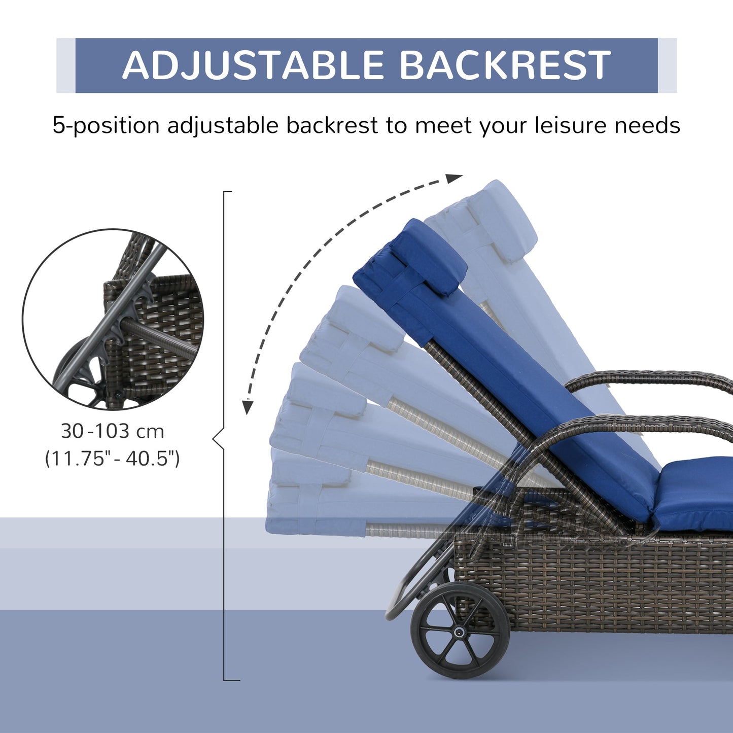 Outsunny Wicker Outdoor Chaise Lounge