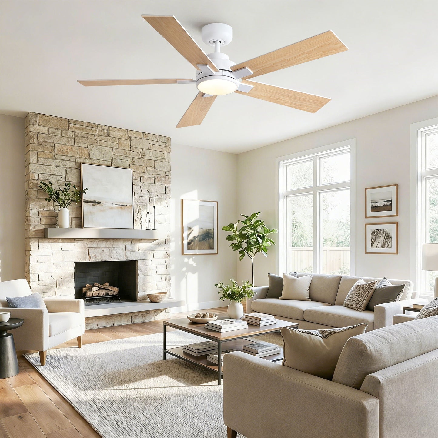 Reversible Motor Integrated LED Dimmable Ceiling Fan With Light