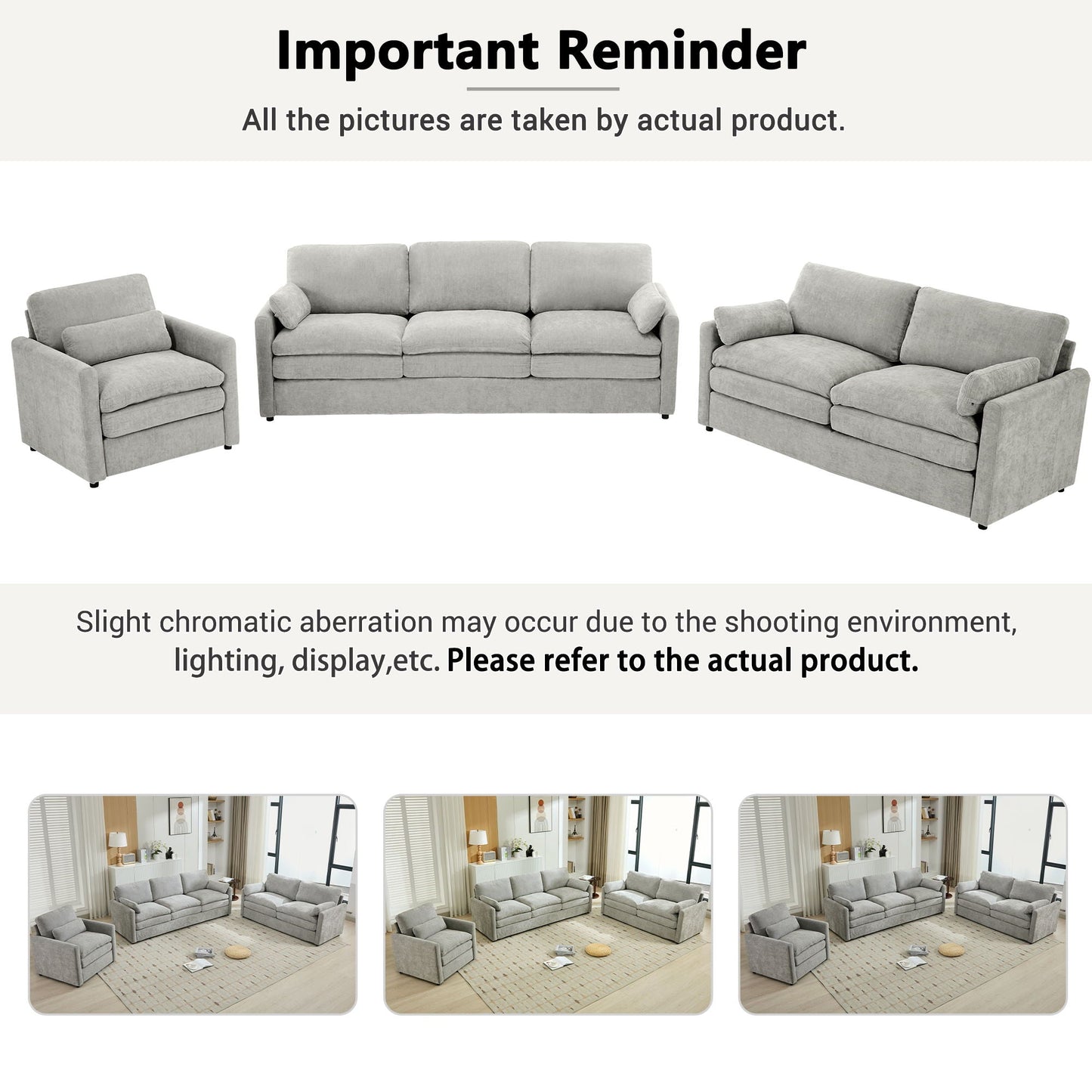 Cozy Upholstered Sofa Set For Living Room