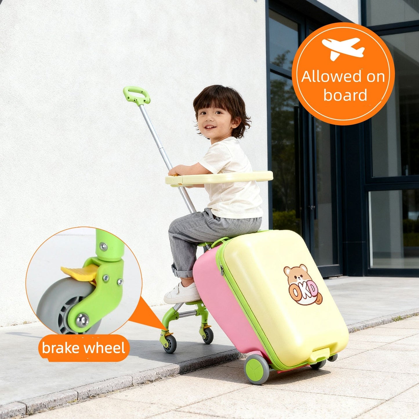 20 Inch Detachable Suitcase, Children's Riding Luggage, TSA Lock, Universal Wheels Multifunctional Lockable Rolling Suitcase, With USB Port, Suitable For Travel
