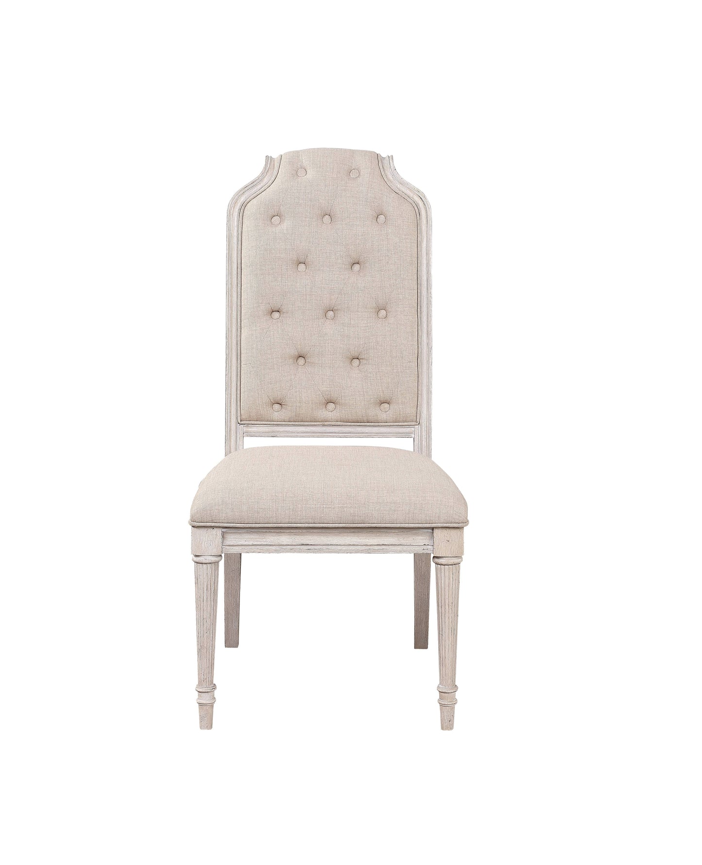 Wynsor Fabric & Antique Champagne Finish Side Chair (Set of 2)