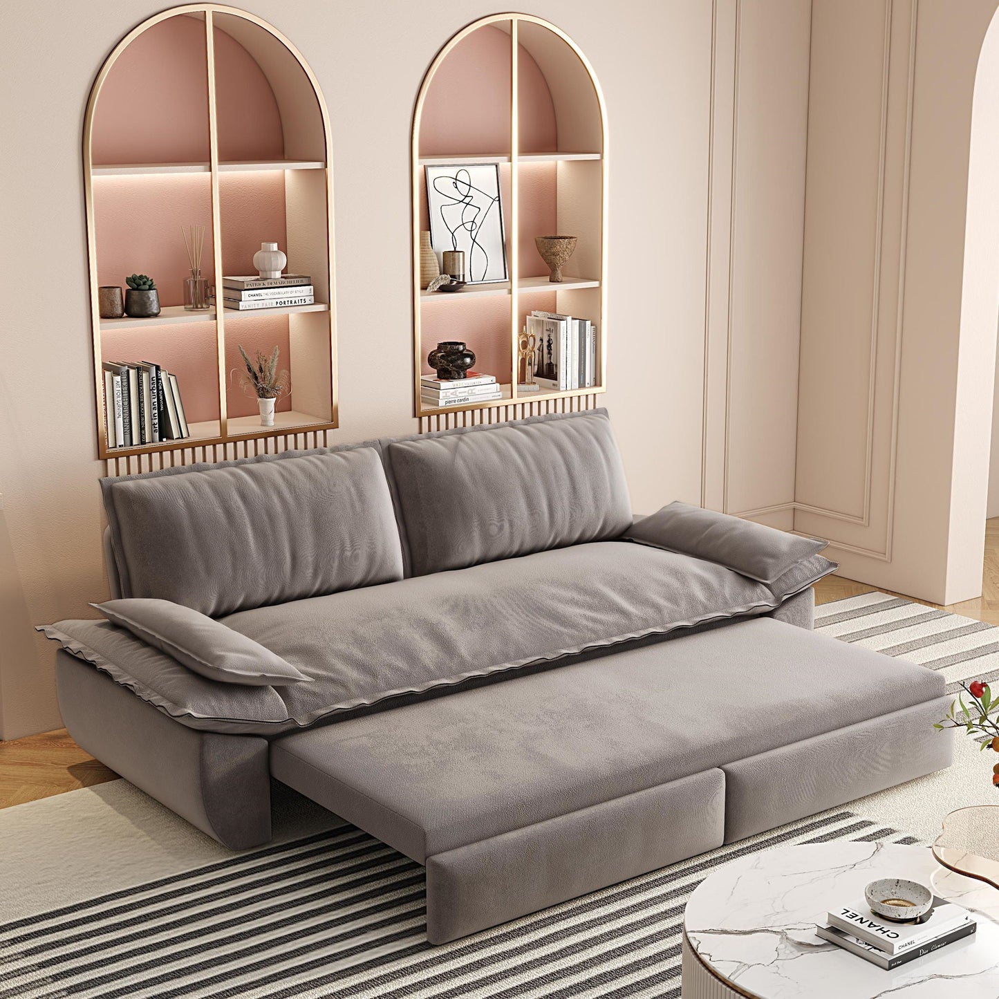 Queen Pull Out Bed, 3 In 1 Convertible Sleeper Sofa