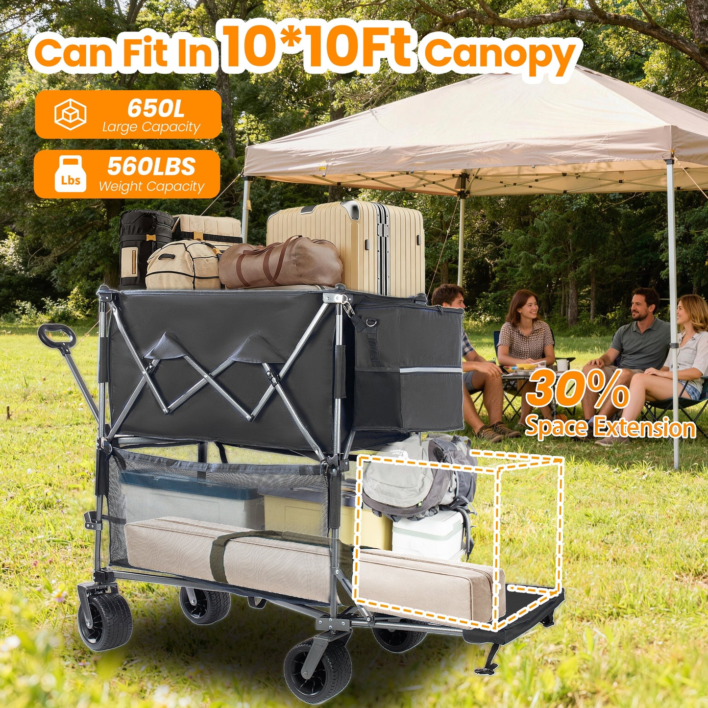 55" Heavy Duty Double-Layer Wagon with Brakes