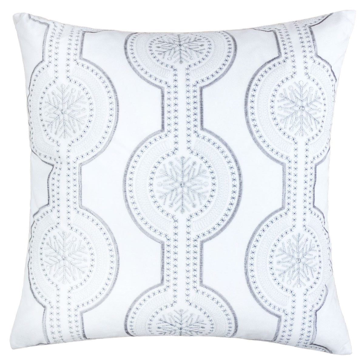 White Holiday Embroidered Velvet Throw Pillow with Insert 20x20 Set of 2