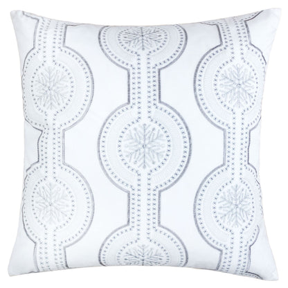 White Holiday Embroidered Velvet Throw Pillow with Insert 20x20 Set of 2