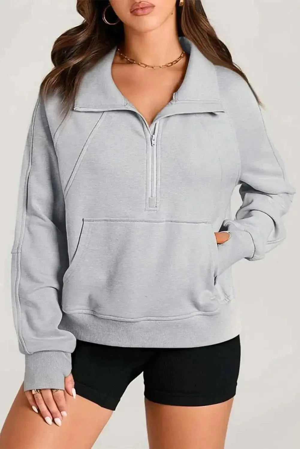 Trendsi Women's Half Zip Sweatshirt With Pockets — Fleece Pullover
