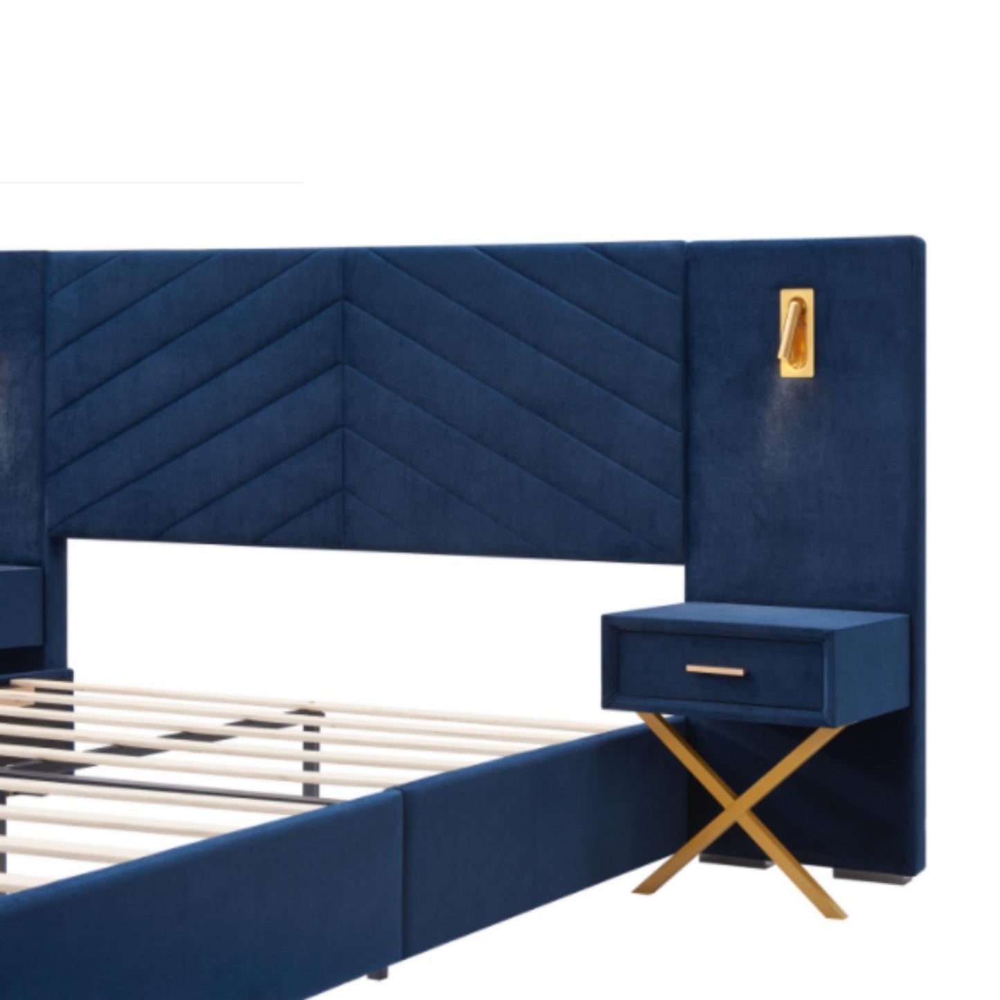 Comfortable Upholstered Bed With Vertical Channel Tufted Wingback Headboard