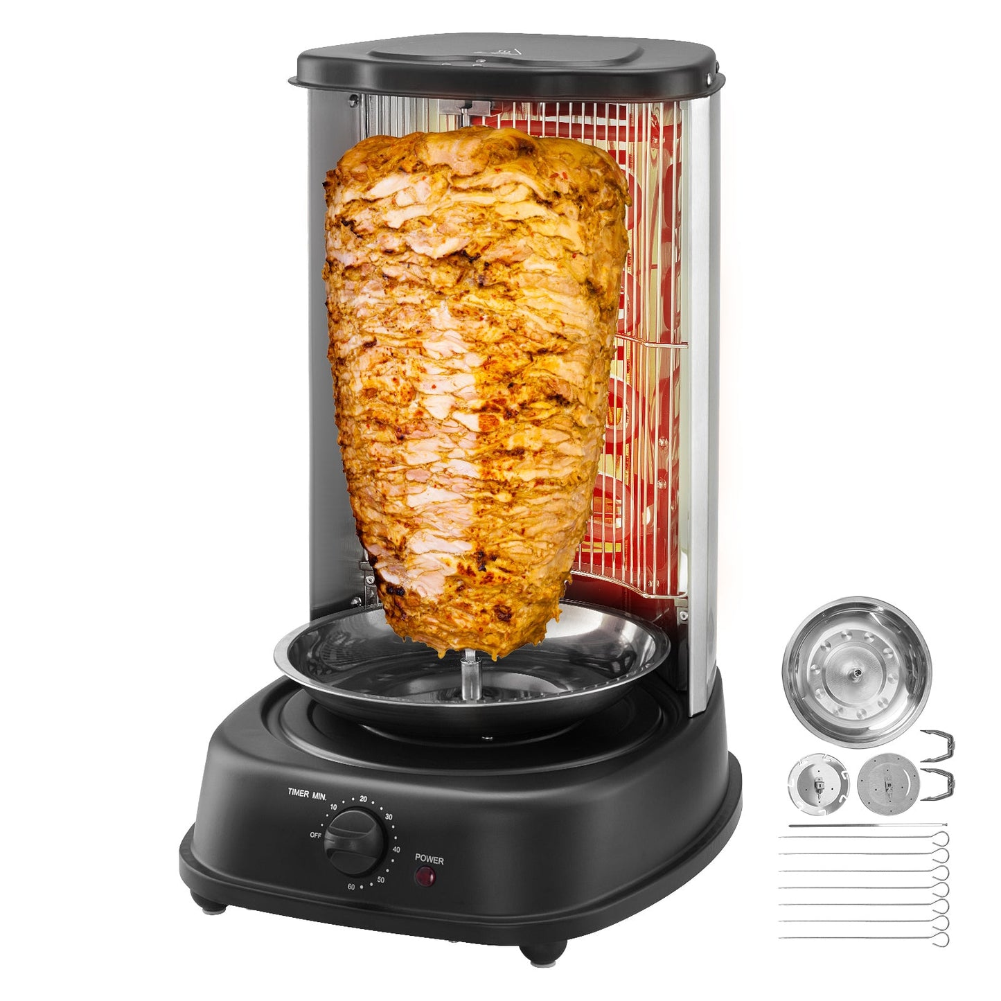 Stainless Steel Shawarma Grill Machine Vertical Gyro Rotisserie Doner