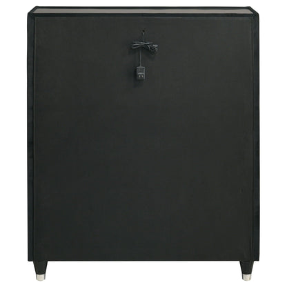 Ravenne 5-drawer Velvet Upholstered LED Chest of Drawers Black