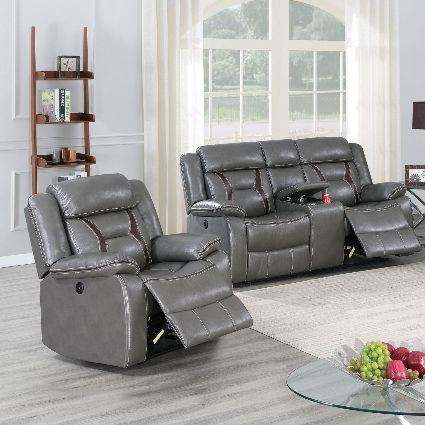 Living Room Set With Pillow Armrest And Tufted Backrest