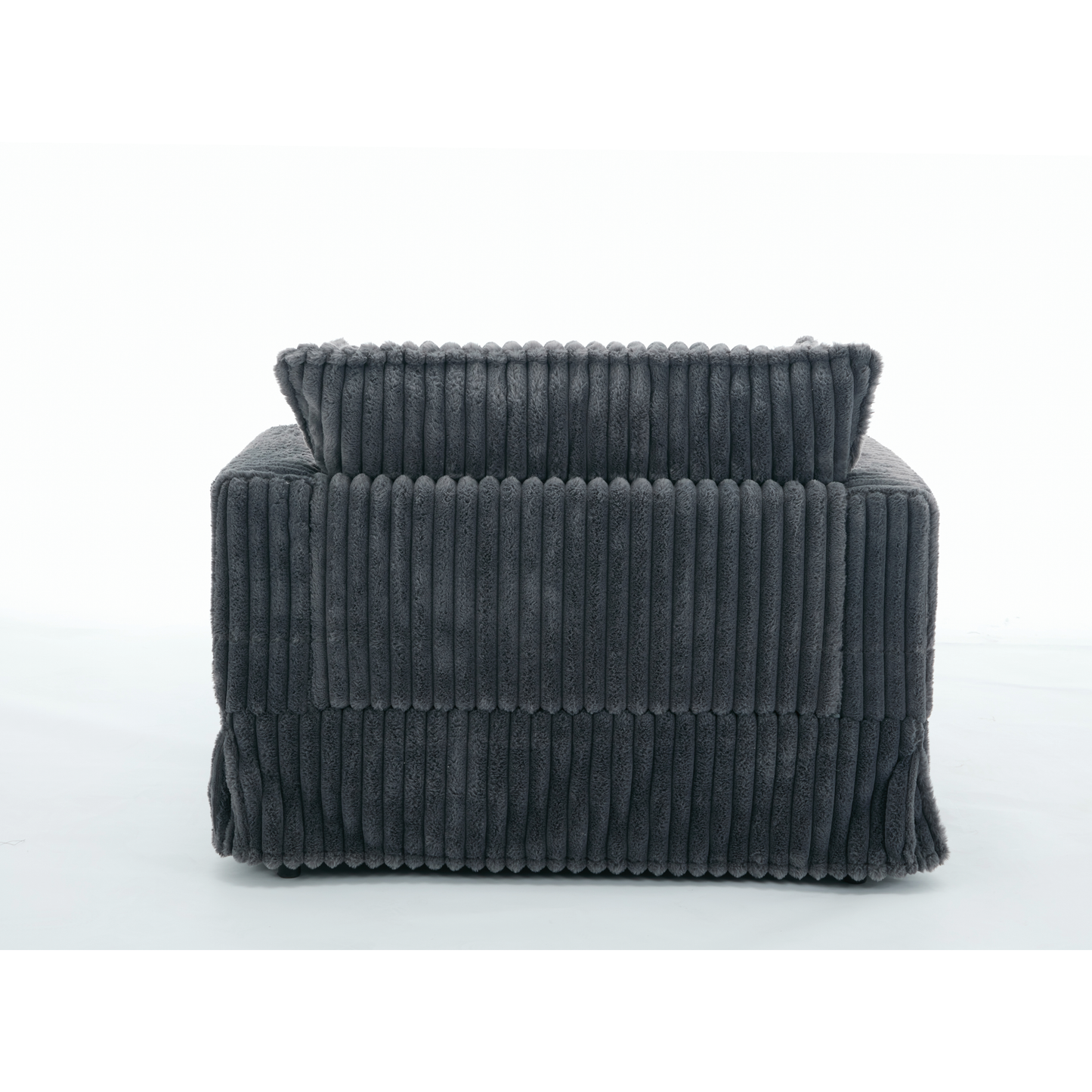 Oversized Corduroy Chaise Lounge with Ottoman in Dark Gray