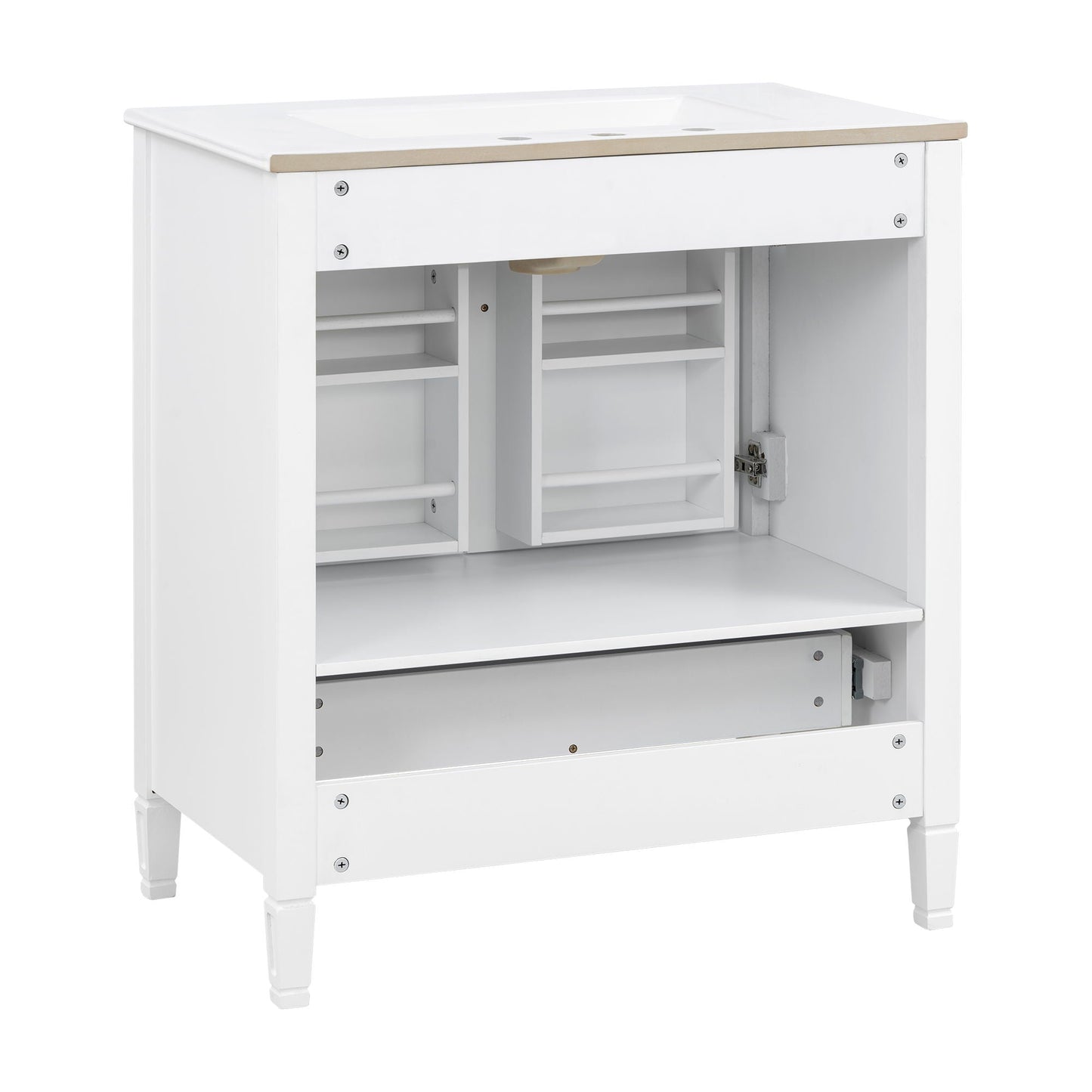 Elegant Fluted Bathroom Vanity With Sink, Soft Close Doors & Drawer