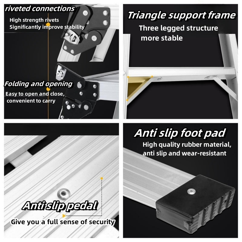 Aluminum Step Ladder Heavy Duty Foldable Aluminum Platform 330 Lbs Capacity