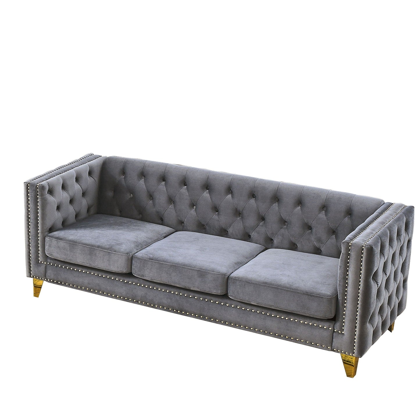 Upholstered Couch Sofa With Button Tufting For Living Room
