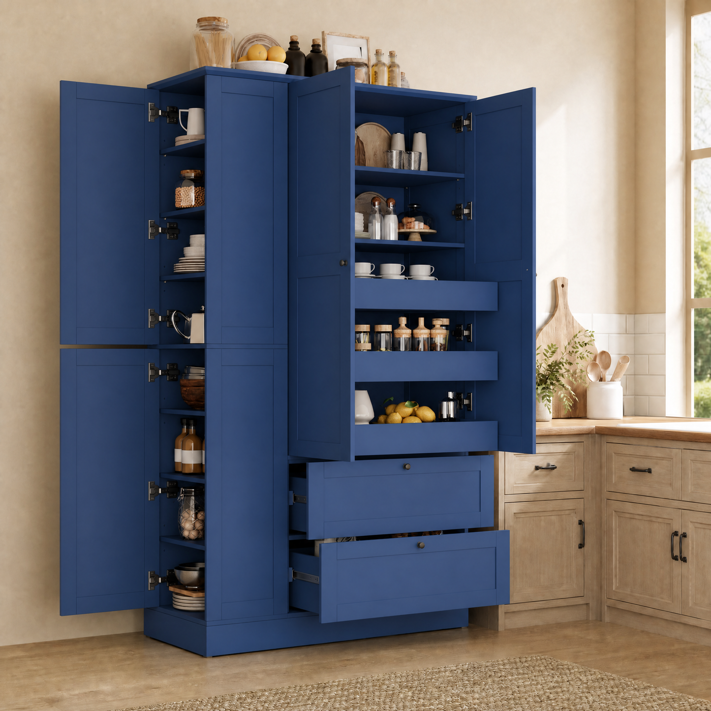 TOPMAX 73.6" Tall Farmhouse Kitchen Pantry Cabinet with 8 Shelves