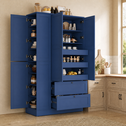 TOPMAX 73.6" Tall Farmhouse Kitchen Pantry Cabinet with 8 Shelves