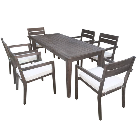 U_Style 7 Pieces Acacia Wood Outdoor Dining Set with Cushions