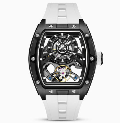 Mens Transparent Barrel-Shaped Fully Luminous Waterproof Mechanical Watch