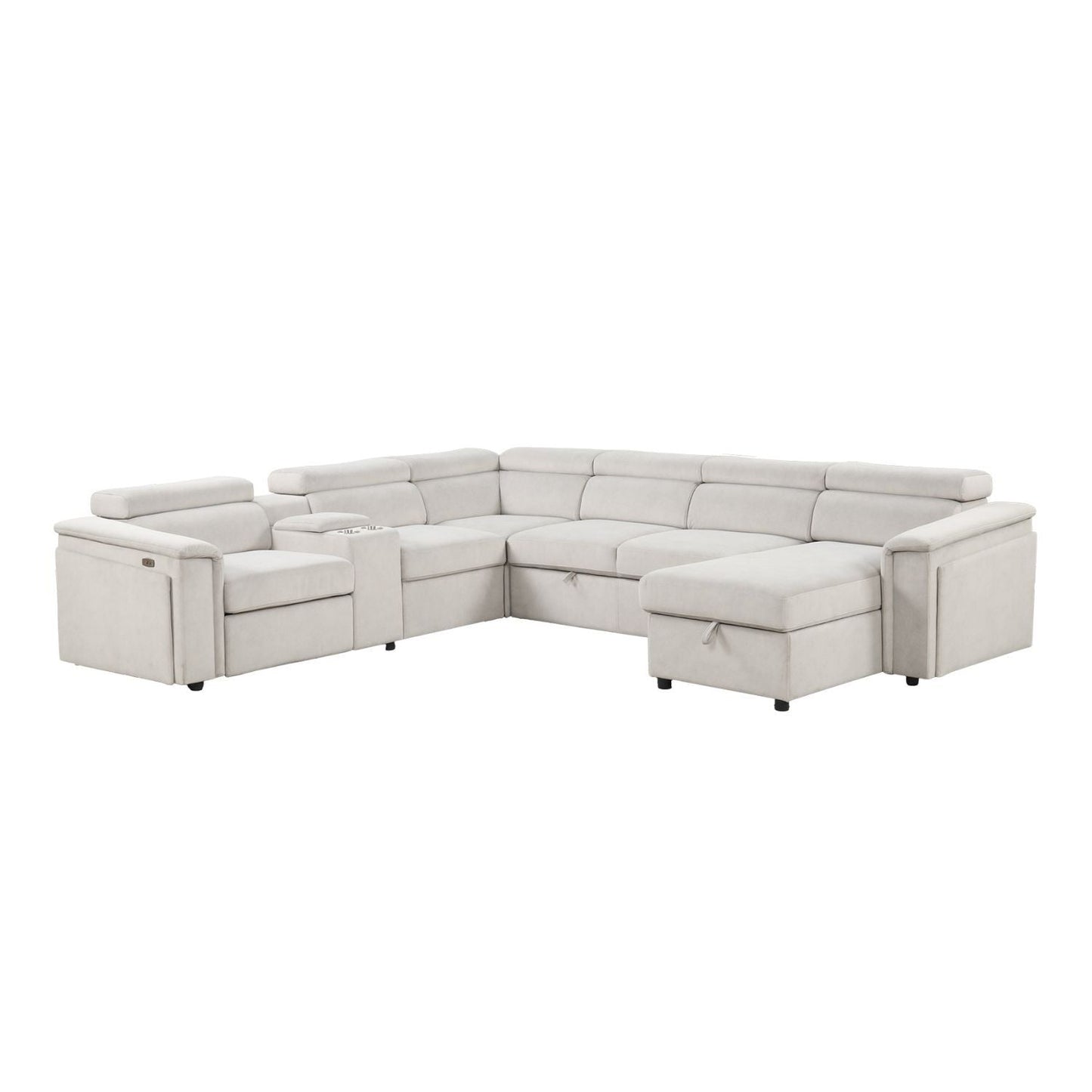 Harvey - Power Recliner Sectional Sleeper - Beige
