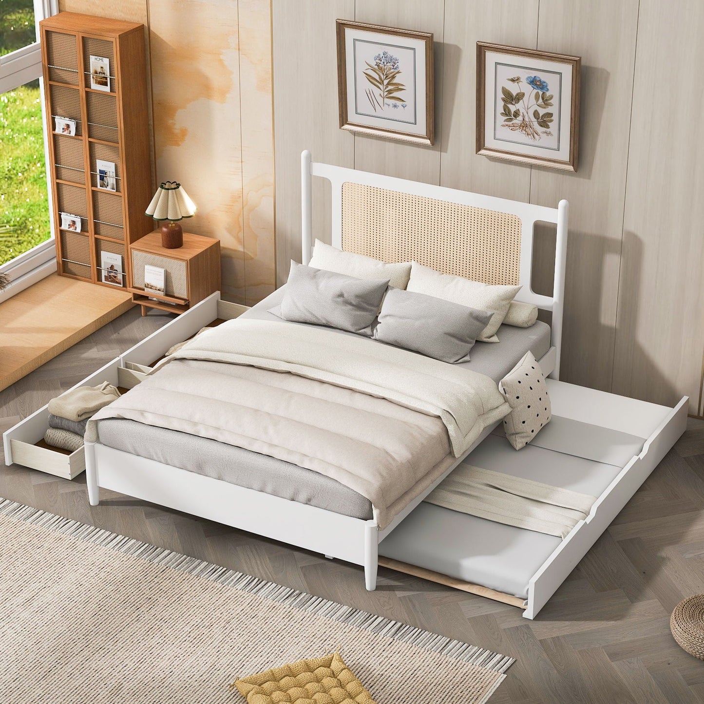 Platform Bed With 2 Big Drawers & Trundle