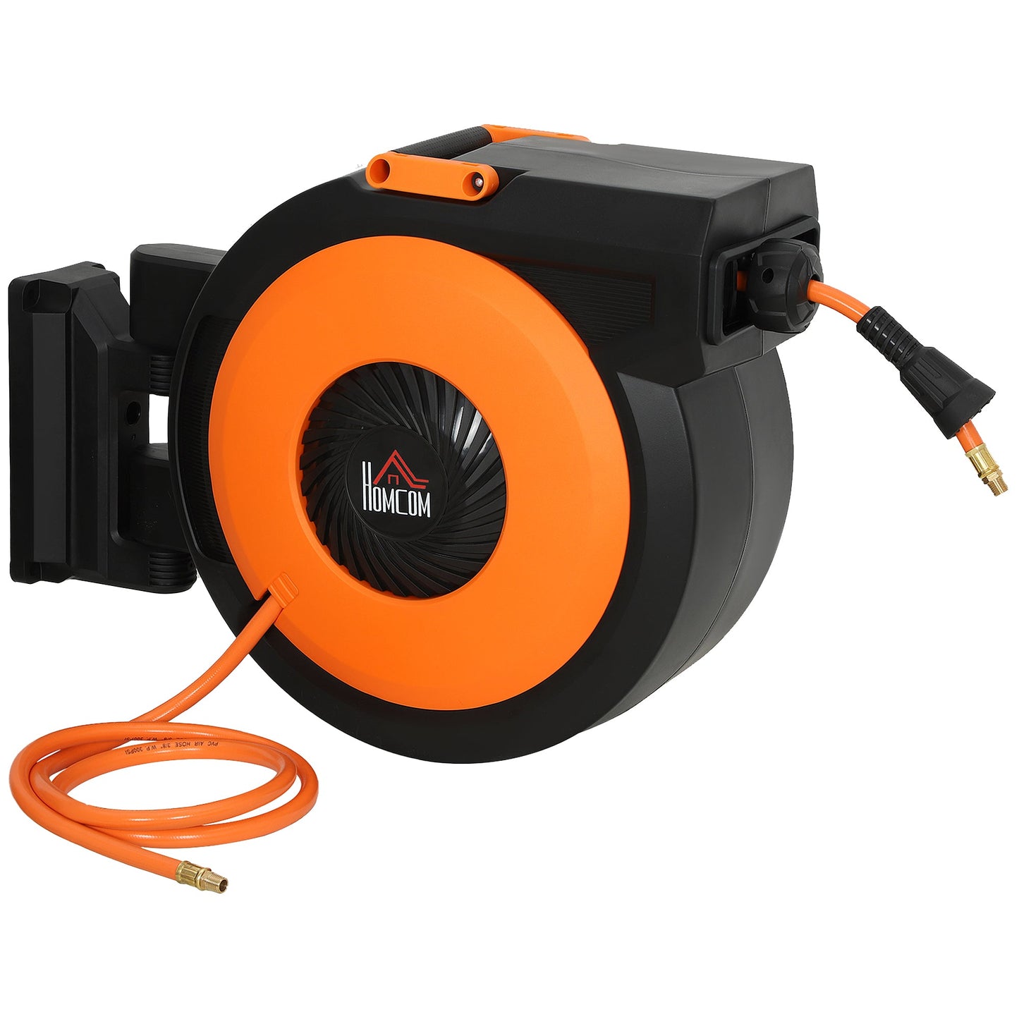 HOMCOM Retractable Air Hose Reel with Auto Rewind and Swivel Bracket