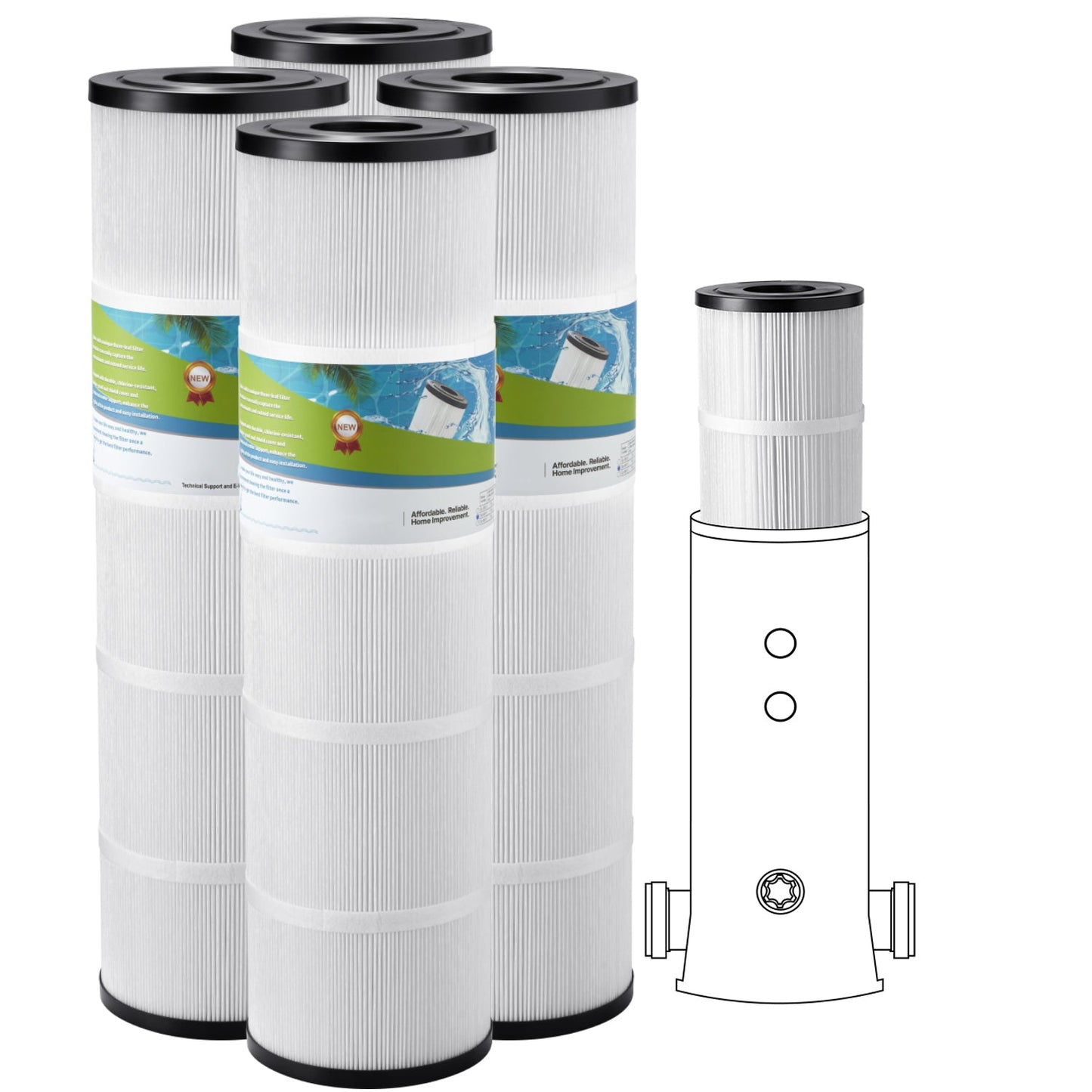 4Pack Hot Tub Spa Pool Filter Cartridge 105 Sq. Ft Compatible Pentair CCP320