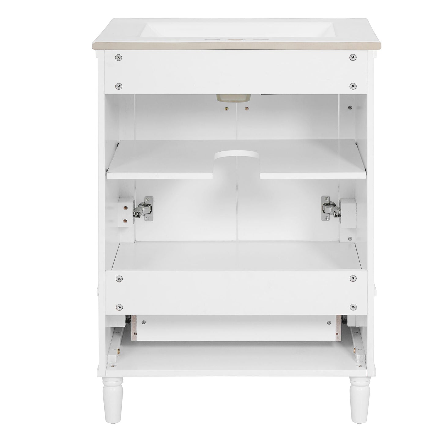 Bathroom Vanity With Ornate French Cylinder Legs, Soft Close Drawer